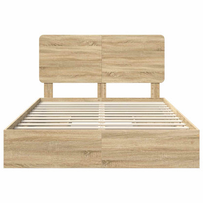 vidaXL Storage Bed with Drawer Sonoma Oak 140 x 200 cm Engineered Wood