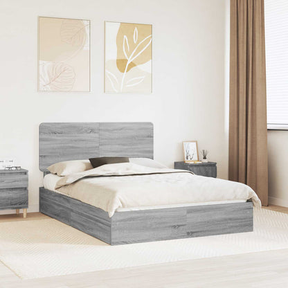 vidaXL Storage Bed Grey Sonoma 140 x 200 cm Engineered Wood
