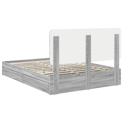 vidaXL Storage Bed Grey Sonoma 140 x 200 cm Engineered Wood
