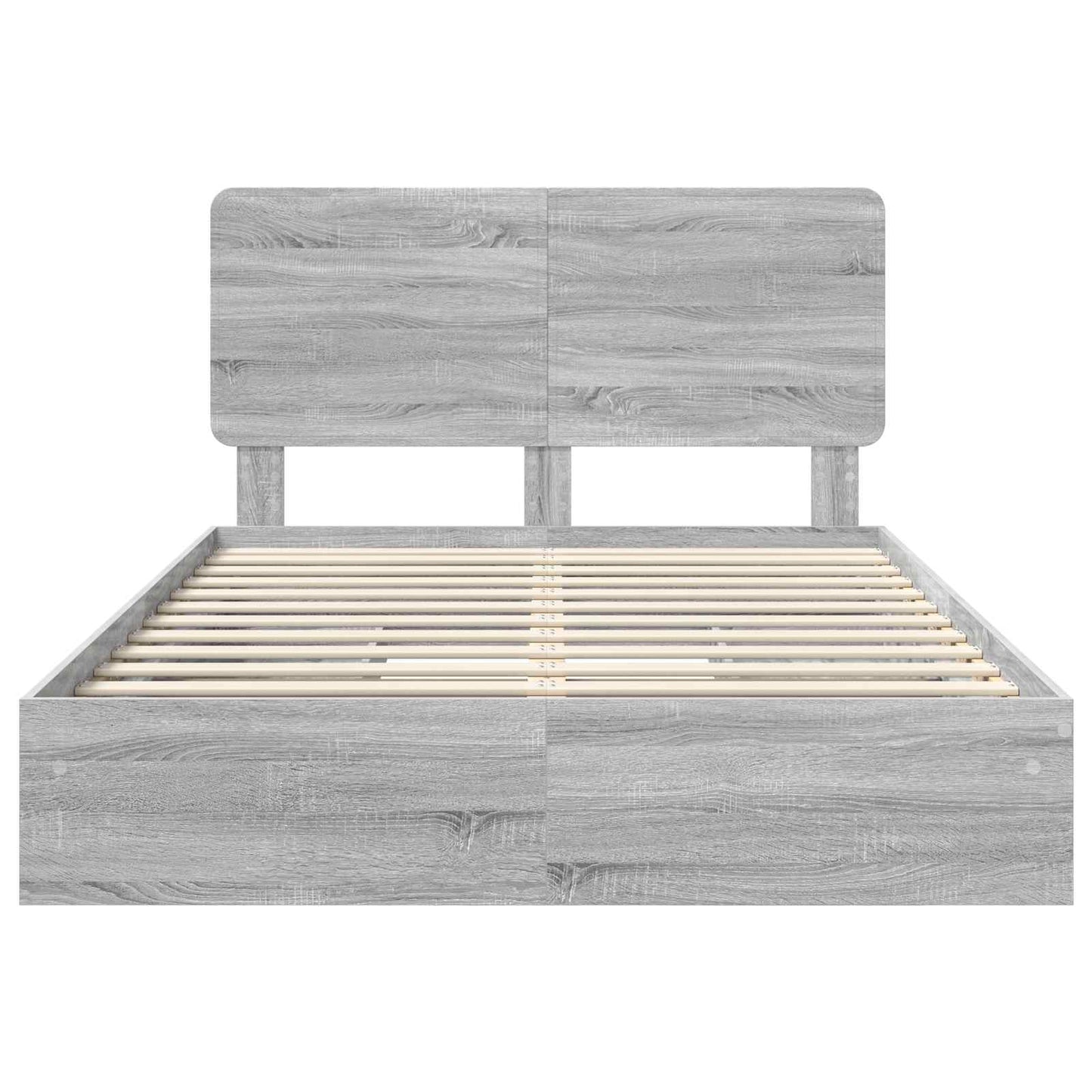 vidaXL Storage Bed Grey Sonoma 140 x 200 cm Engineered Wood
