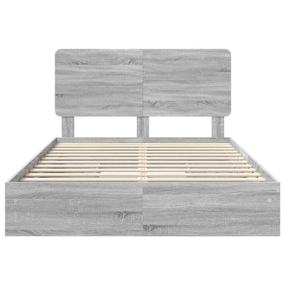 vidaXL Storage Bed Grey Sonoma 140 x 200 cm Engineered Wood