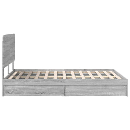 vidaXL Storage Bed Grey Sonoma 140 x 200 cm Engineered Wood