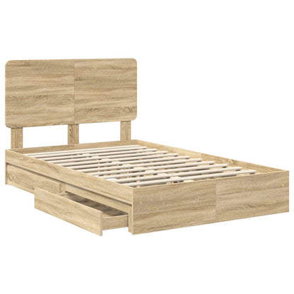 vidaXL Storage Bed with Drawer Sonoma Oak 135 x 190 cm Engineered Wood
