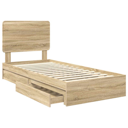 vidaXL Storage Bed with Drawer Sonoma Oak 100 x 200 cm Engineered Wood