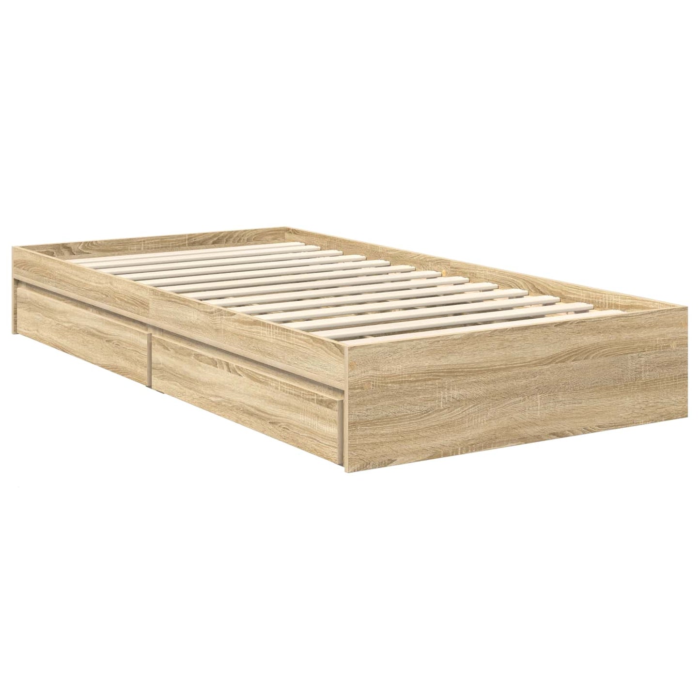 vidaXL Storage Bed with Drawer Sonoma Oak 100 x 200 cm Engineered Wood