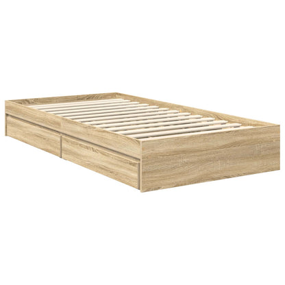 vidaXL Storage Bed with Drawer Sonoma Oak 100 x 200 cm Engineered Wood
