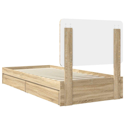 vidaXL Storage Bed with Drawer Sonoma Oak 100 x 200 cm Engineered Wood