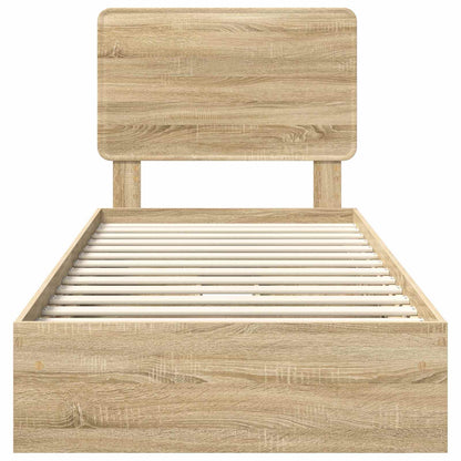 vidaXL Storage Bed with Drawer Sonoma Oak 100 x 200 cm Engineered Wood