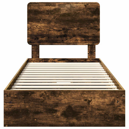 vidaXL Storage Bed with Drawer Smoked Oak 100 x 200 cm Engineered Wood