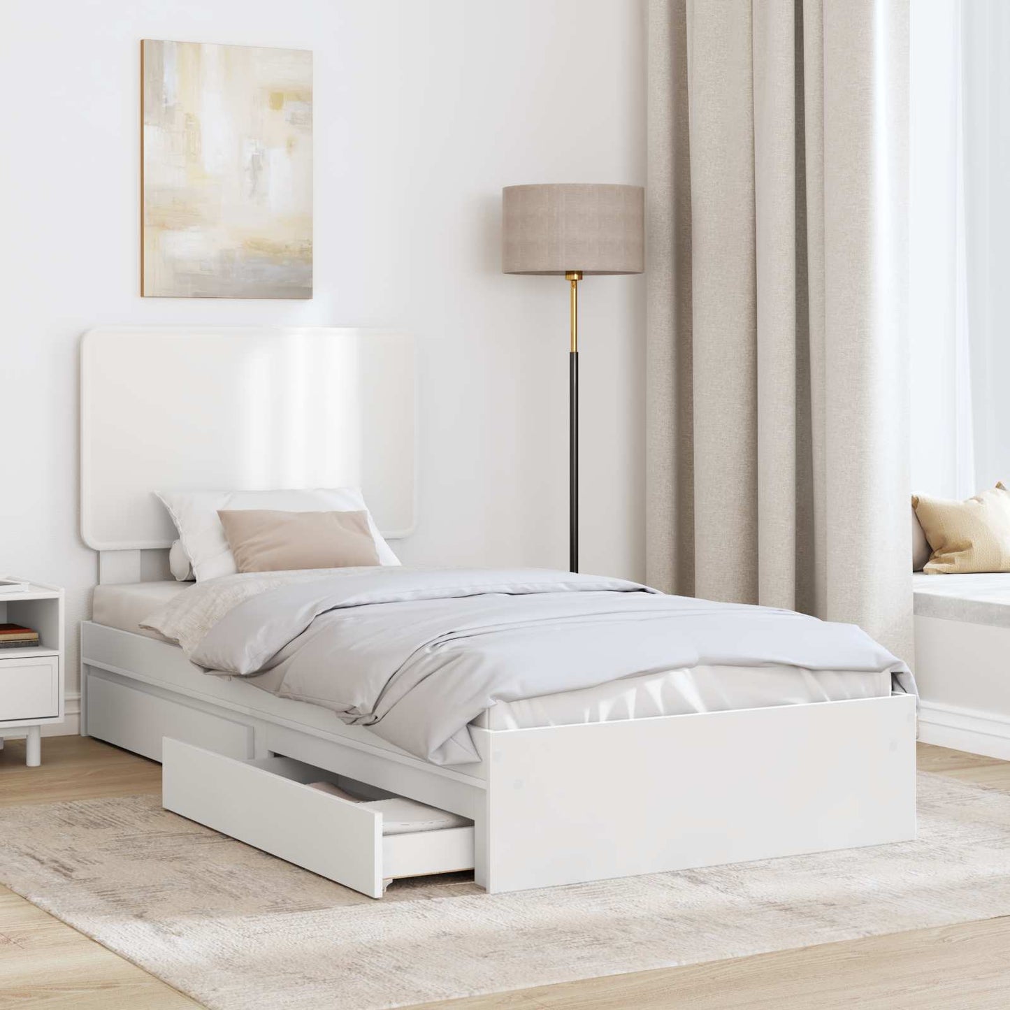 vidaXL Storage Bed with Headboard White 90 x 200 cm Engineered Wood