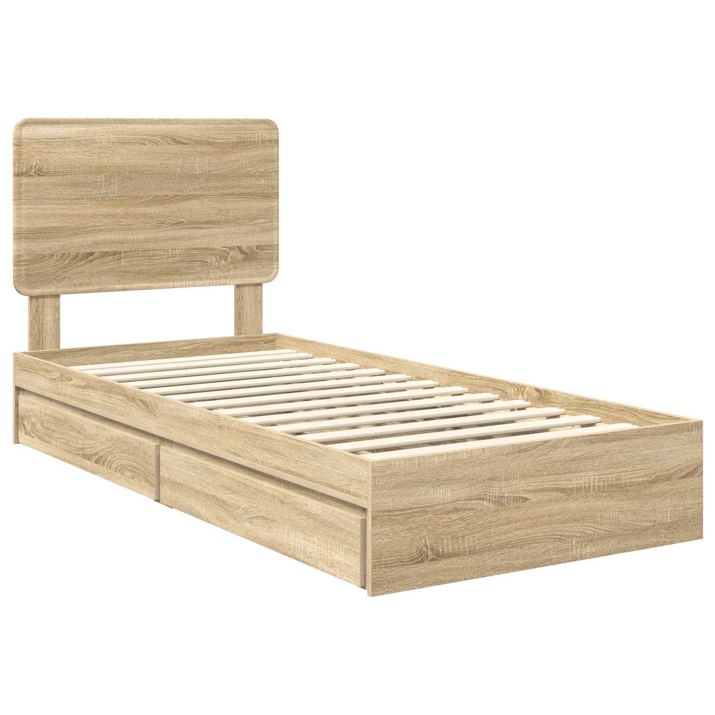 vidaXL Storage Bed with Drawer Sonoma Oak 90 x 200 cm Engineered Wood