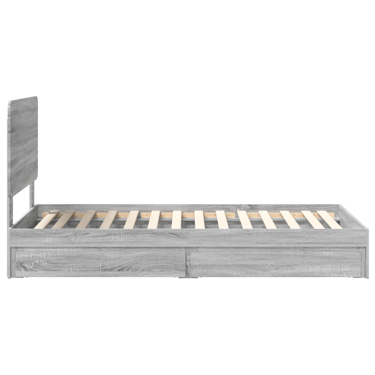 vidaXL Storage Bed with Drawer Grey Sonoma 90 x 200 cm Engineered Wood