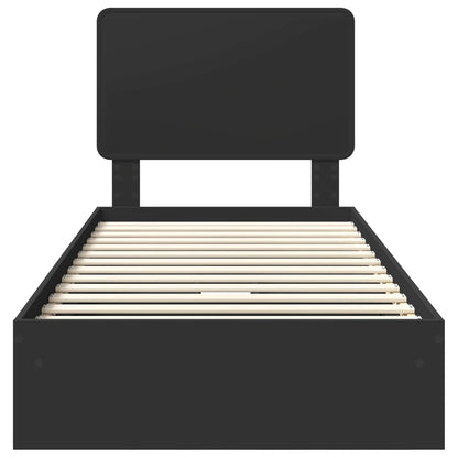 vidaXL Storage Bed with Headboard Black 90 x 190 cm Engineered Wood