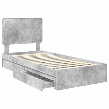 vidaXL Storage Bed Concrete Grey 90 x 190 cm Engineered Wood