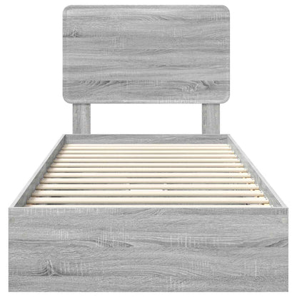 vidaXL Storage Bed with Drawer Grey Sonoma 90 x 190 cm Engineered Wood