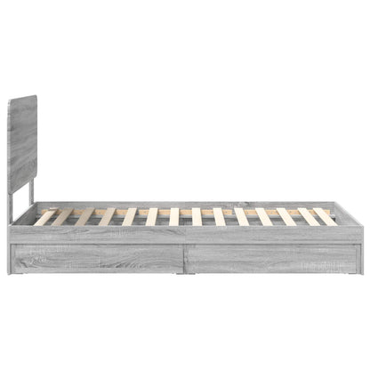 vidaXL Storage Bed with Drawer Grey Sonoma 90 x 190 cm Engineered Wood
