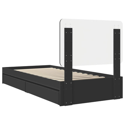 vidaXL Storage Bed with Headboard Black 75 x 190 cm Engineered Wood