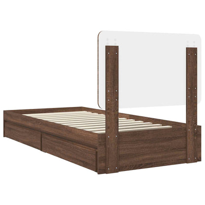 vidaXL Storage Bed with Drawer Brown Oak 75 x 190 cm Engineered Wood