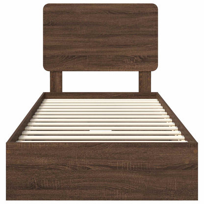 vidaXL Storage Bed with Drawer Brown Oak 75 x 190 cm Engineered Wood