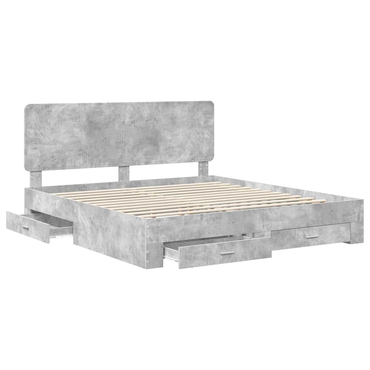 vidaXL Bed Frame Concrete Grey 200 x 200 cm Engineered Wood