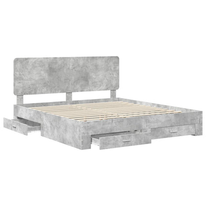 vidaXL Bed Frame Concrete Grey 200 x 200 cm Engineered Wood
