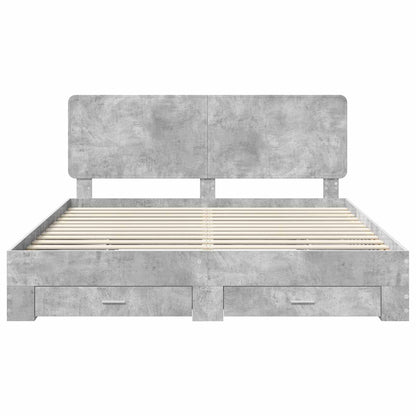 vidaXL Bed Frame Concrete Grey 200 x 200 cm Engineered Wood