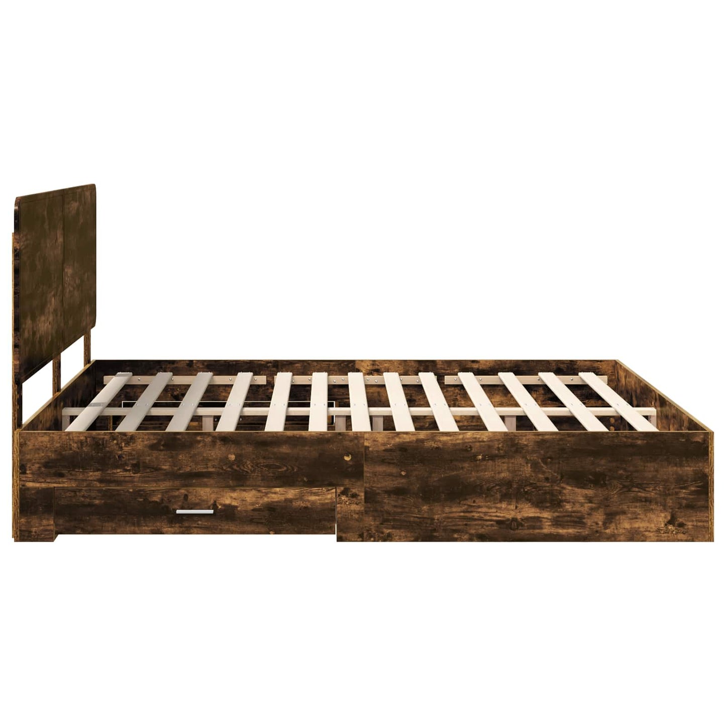vidaXL Bed Frame with Drawer Smoked Oak 200 x 200 cm Engineered Wood