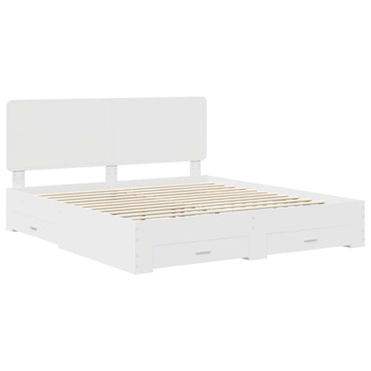 vidaXL Bed Frame with Headboard White 180 x 200 cm Engineered Wood