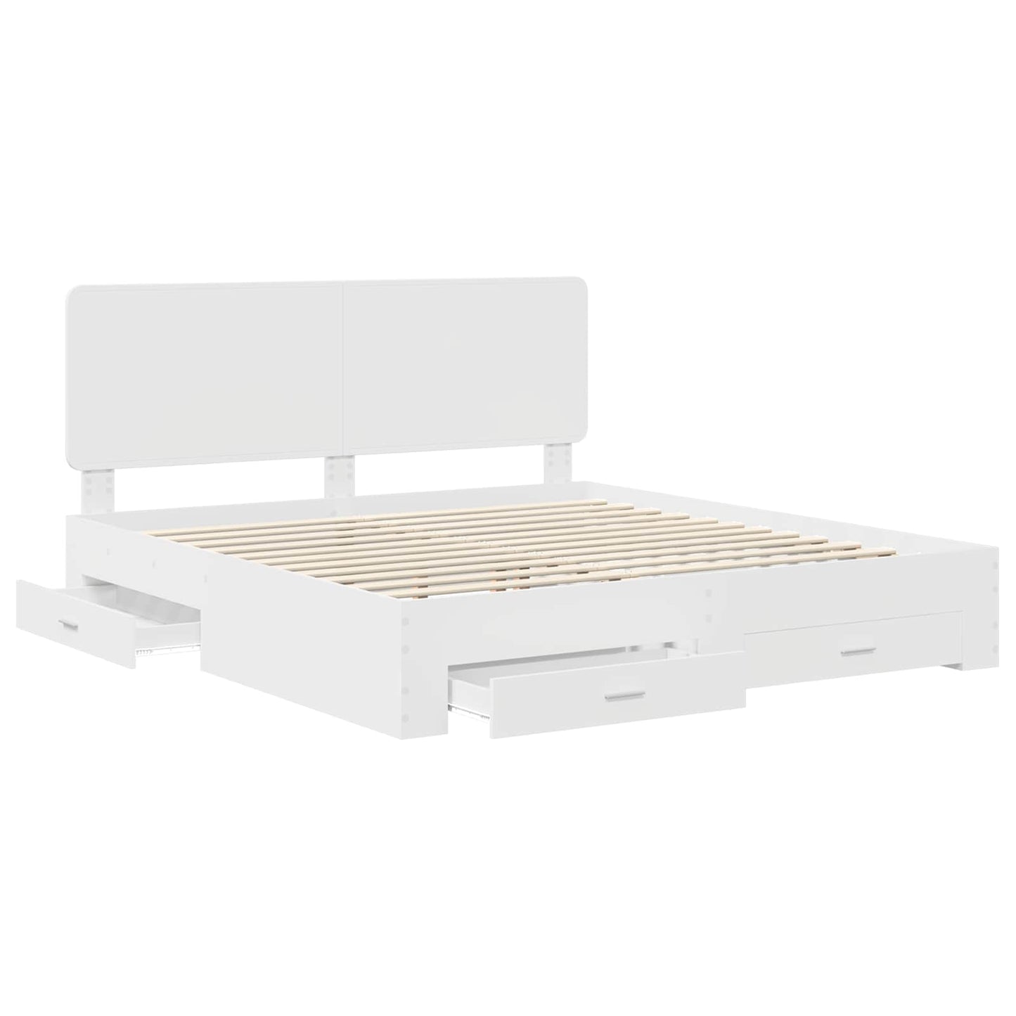 vidaXL Bed Frame with Headboard White 180 x 200 cm Engineered Wood