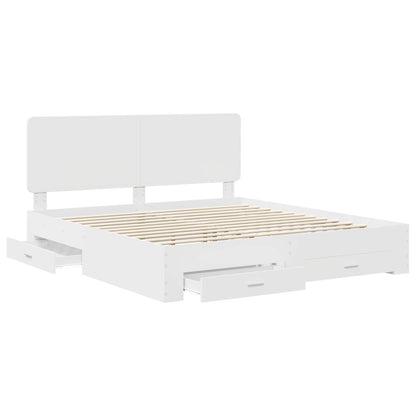 vidaXL Bed Frame with Headboard White 180 x 200 cm Engineered Wood