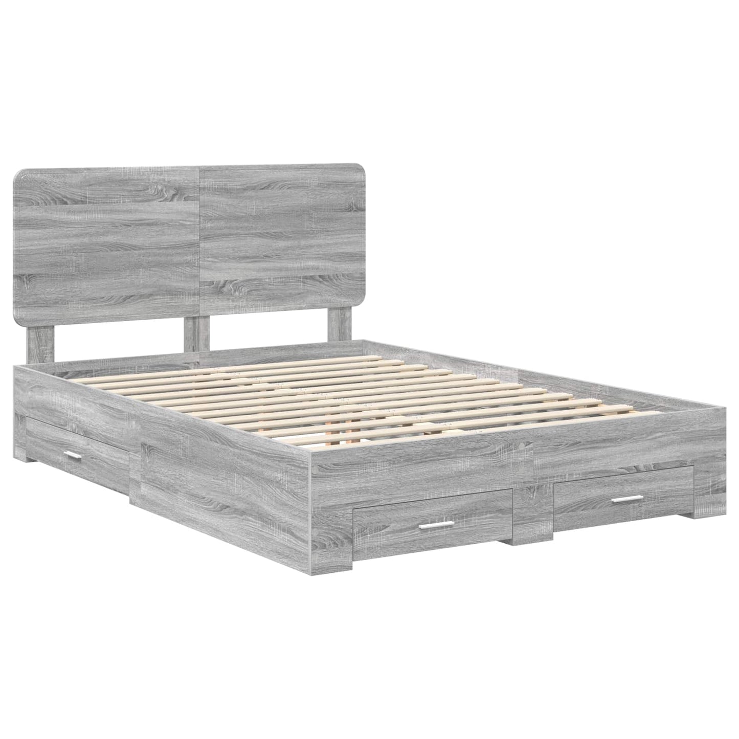 vidaXL Bed Frame with Drawer Grey Sonoma 160 x 200 cm Engineered Wood