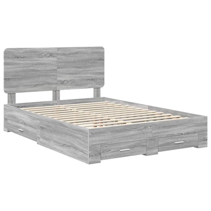 vidaXL Bed Frame with Drawer Grey Sonoma 160 x 200 cm Engineered Wood