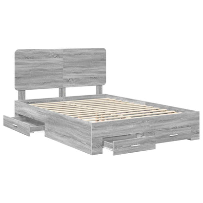 vidaXL Bed Frame with Drawer Grey Sonoma 160 x 200 cm Engineered Wood