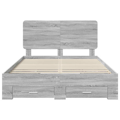 vidaXL Bed Frame with Drawer Grey Sonoma 160 x 200 cm Engineered Wood