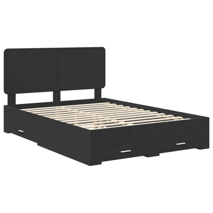 vidaXL Bed Frame with Headboard Black 150 x 200 cm Engineered Wood