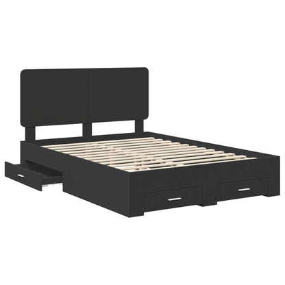 vidaXL Bed Frame with Headboard Black 150 x 200 cm Engineered Wood