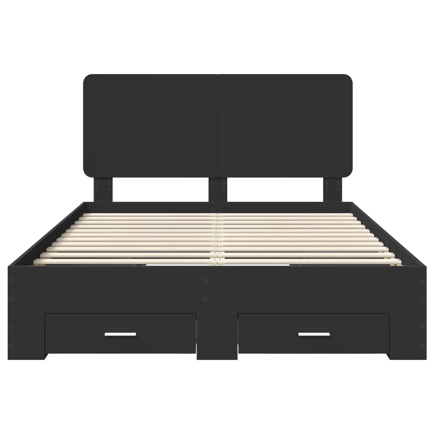 vidaXL Bed Frame with Headboard Black 150 x 200 cm Engineered Wood