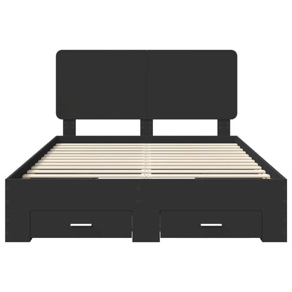 vidaXL Bed Frame with Headboard Black 150 x 200 cm Engineered Wood