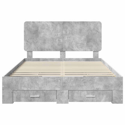 vidaXL Bed Frame Concrete Grey 150 x 200 cm Engineered Wood