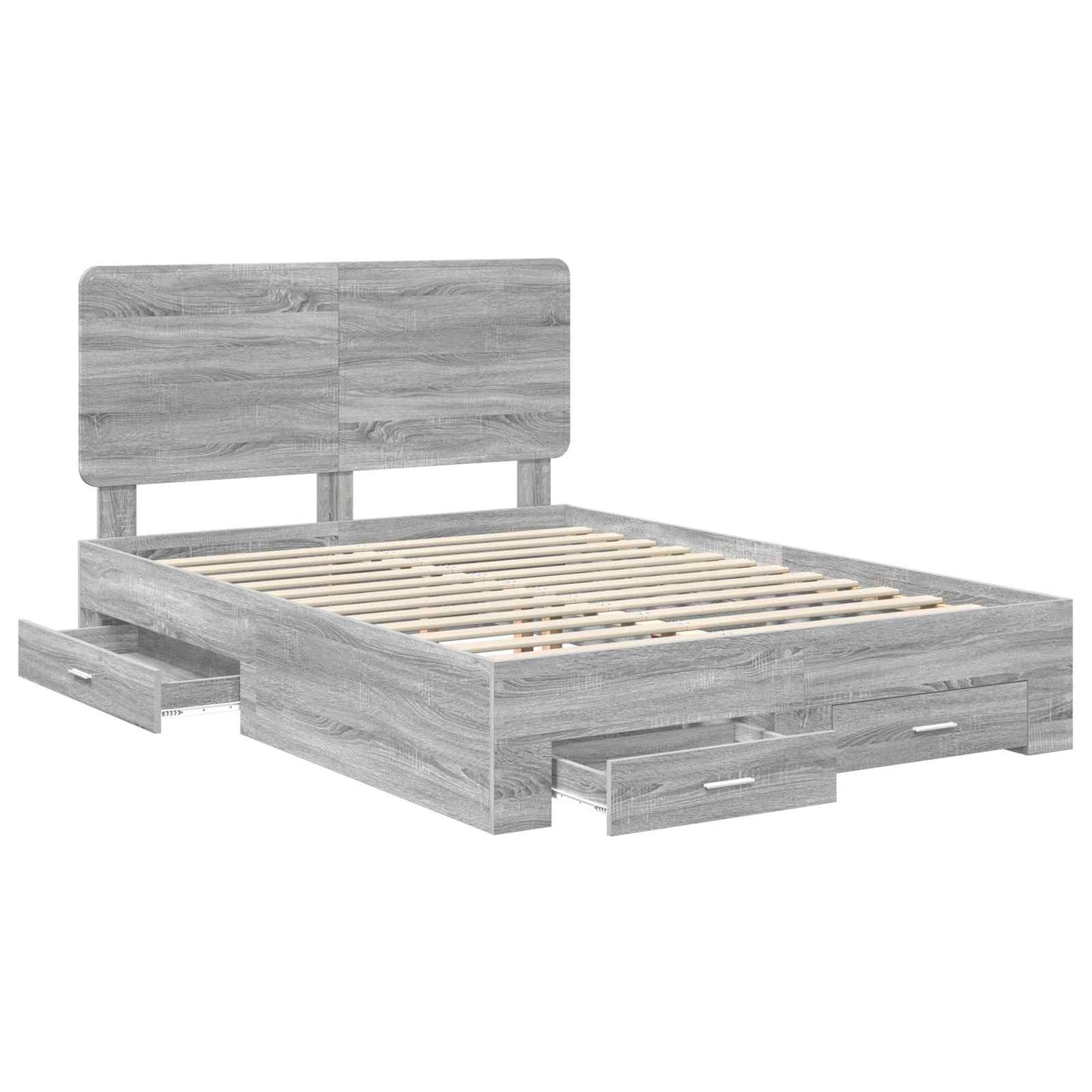 vidaXL Bed Frame with Drawer Grey Sonoma 150 x 200 cm Engineered Wood