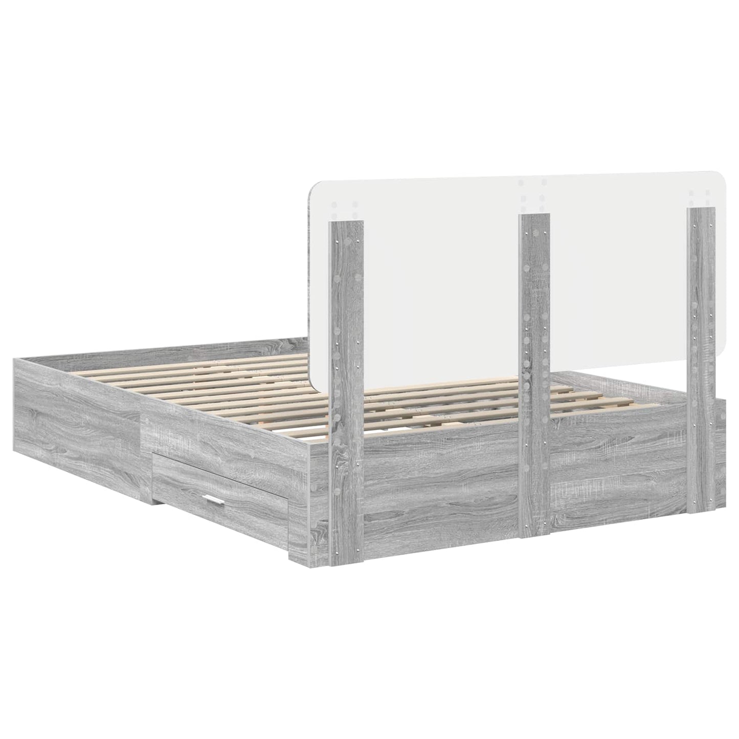 vidaXL Bed Frame with Drawer Grey Sonoma 150 x 200 cm Engineered Wood