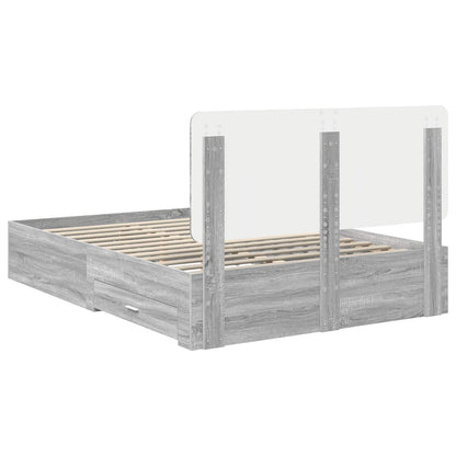 vidaXL Bed Frame with Drawer Grey Sonoma 150 x 200 cm Engineered Wood