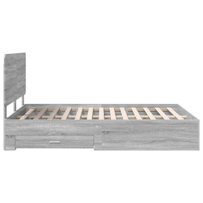 vidaXL Bed Frame with Drawer Grey Sonoma 150 x 200 cm Engineered Wood