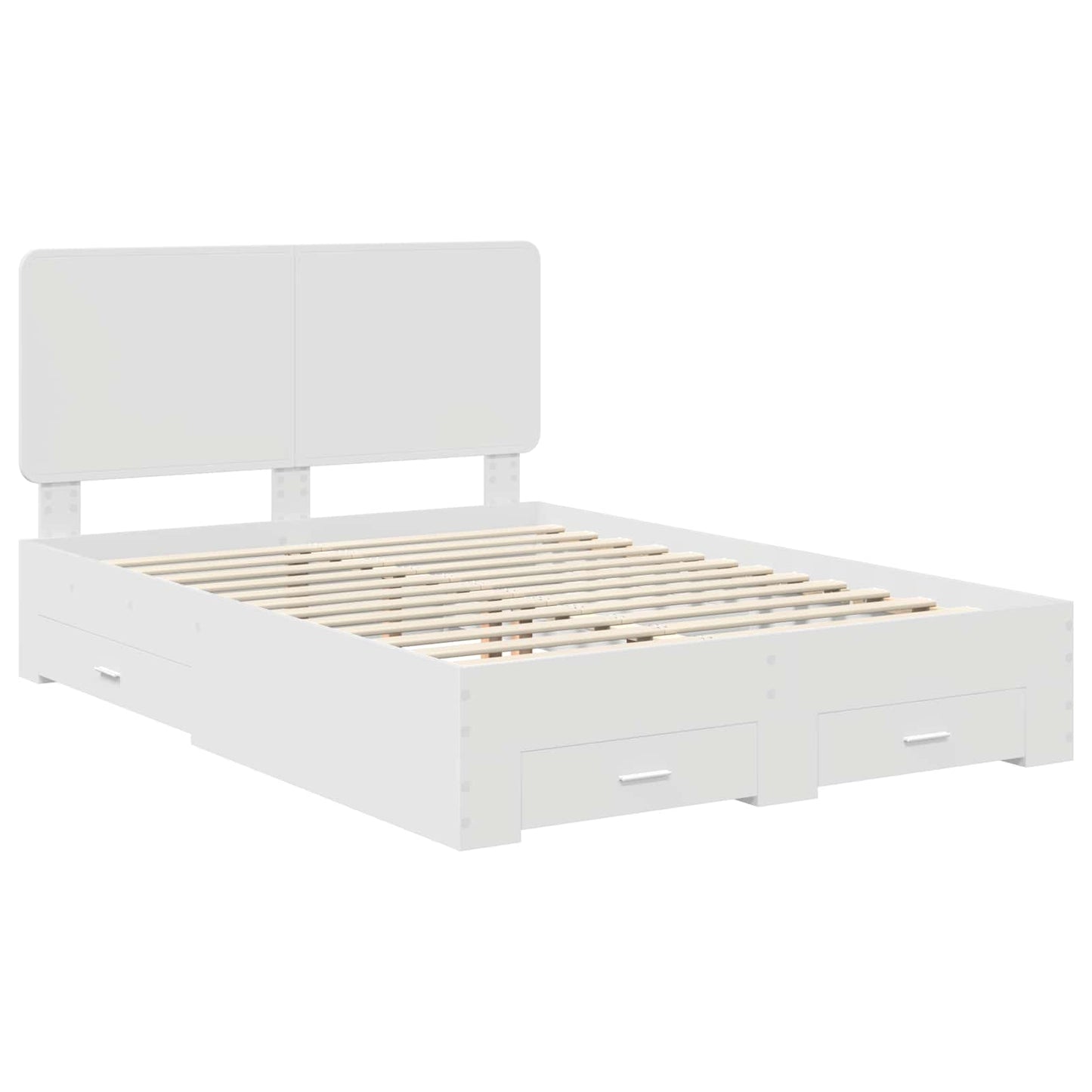 vidaXL Bed Frame with Headboard White 140 x 200 cm Engineered Wood