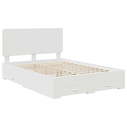 vidaXL Bed Frame with Headboard White 140 x 200 cm Engineered Wood