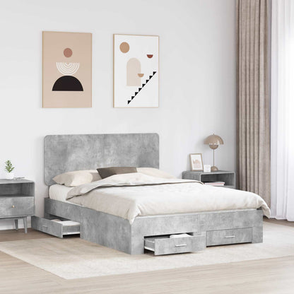vidaXL Bed Frame Concrete Grey 140 x 200 cm Engineered Wood