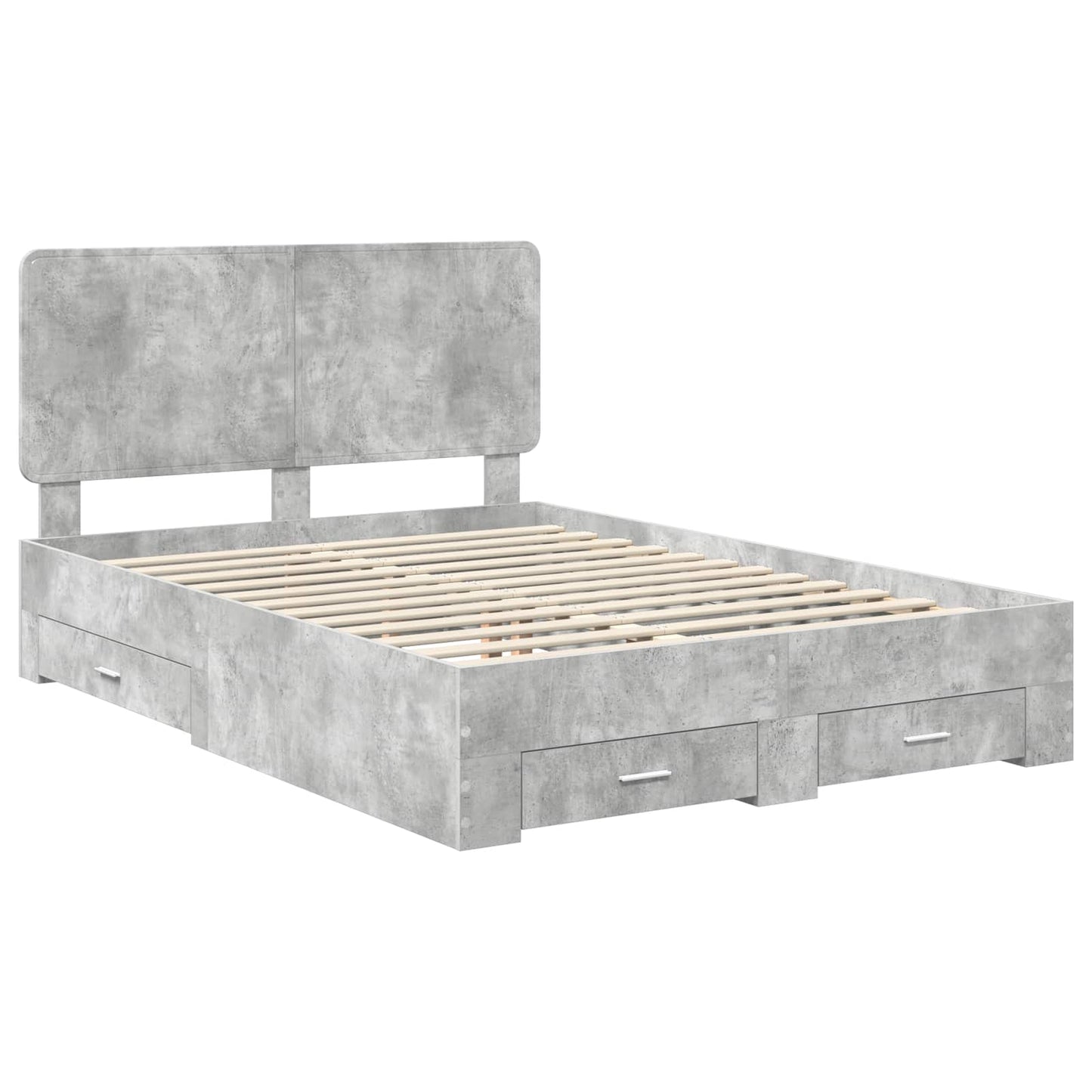 vidaXL Bed Frame Concrete Grey 140 x 200 cm Engineered Wood