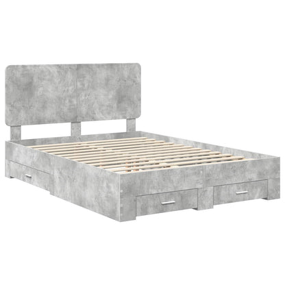 vidaXL Bed Frame Concrete Grey 140 x 200 cm Engineered Wood
