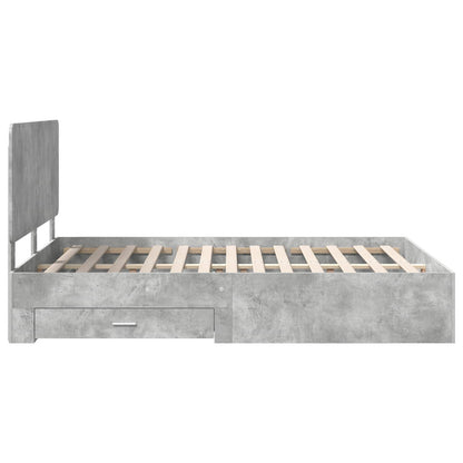 vidaXL Bed Frame Concrete Grey 140 x 200 cm Engineered Wood