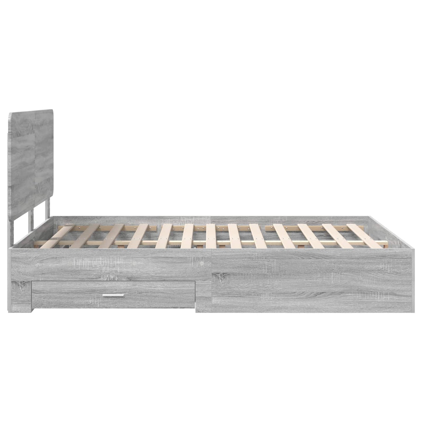 vidaXL Bed Frame with Drawer Grey Sonoma 140 x 200 cm Engineered Wood
